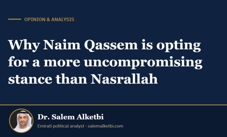 Why Naim Qassem is opting for a more uncompromising stance than Nasrallah – Dr. Salem Alketbi