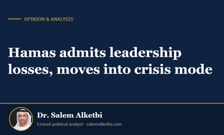 Hamas admits leadership losses, moves into crisis mode – Dr. Salem Alketbi