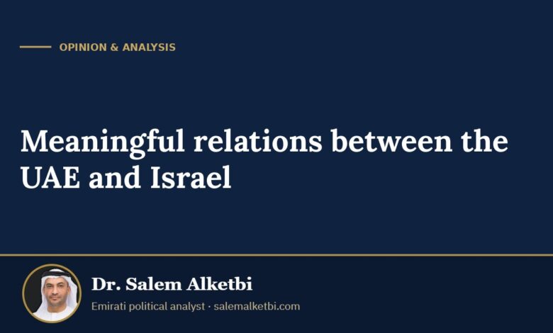 Meaningful relations between the UAE and Israel – Dr. Salem Alketbi